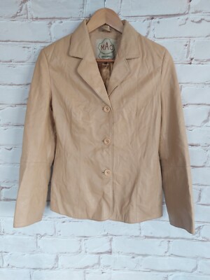 M.A.C Damen Jacke Lederjacke Blazer Leder Gr. S Beige