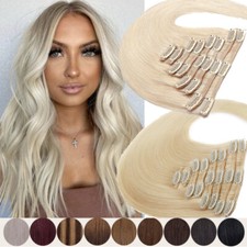 8-26Inch Clip In Weft 100% Real Remy Human Hair Extensions Full Head Balayage AU