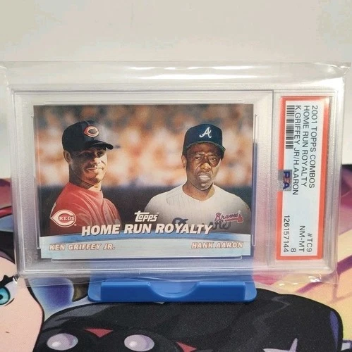 2001 Topps Combos Home Run Royalty #TC9 Ken Griffey Jr. / Hank Aaron HOF PSA 8