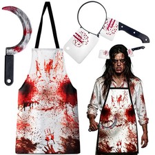 Halloween Butcher Costumes Set - Halloween Horror Headband Cooking Chef Apron...
