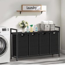 Cloth Laundry Hamper Sorter Basket Removable Oxford Fabric Bags with 4 Pull-Out