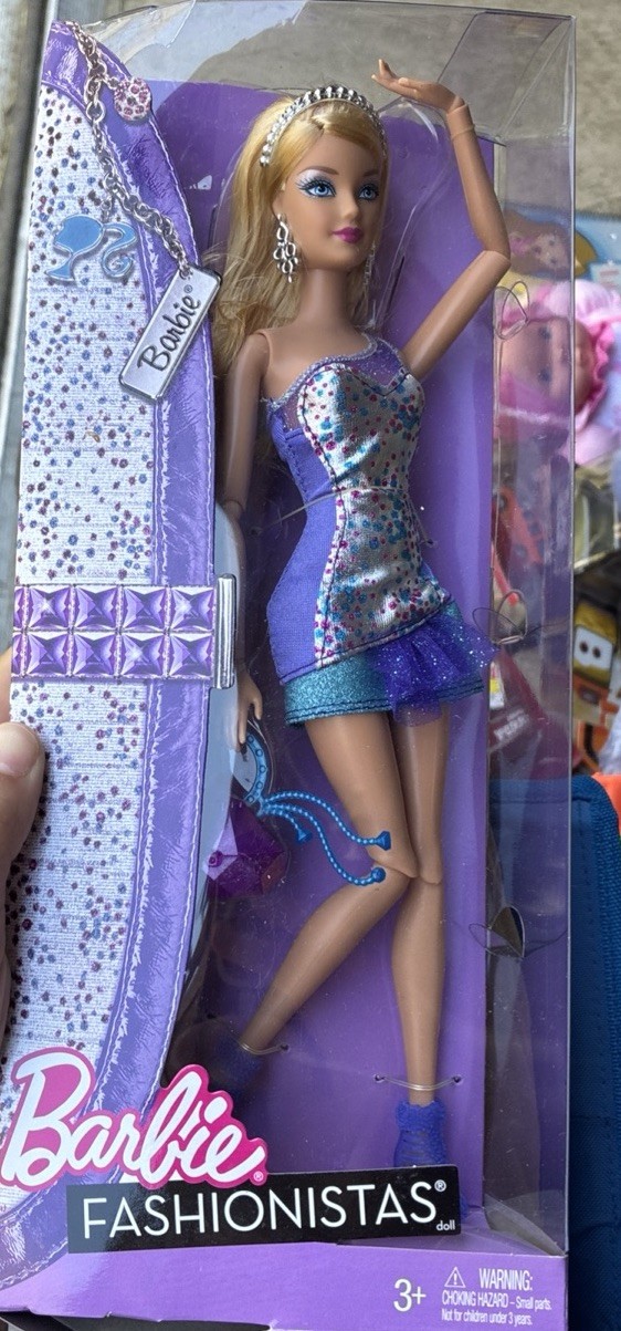 Barbie Fashionistas Articulated Blonde Hair Doll Blue Dress 