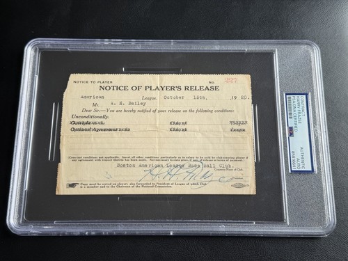 Harry Frazee Signed Contract PSA/DNA Red Sox Owner Sold Babe Ruth Rare Autograph