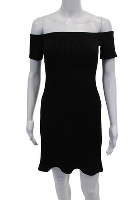 Amour Vert Womens Bodycon Black Off Shoulder Short Sleeve Dress Size S
