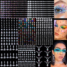 8 Sheets Face Gems Jewels for Makeup 20 Colors Rhinestones Hair Pearls Eye Gems