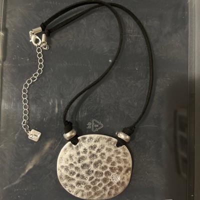 Pierre Lang Hammered Metal CZ Heart Necklace 