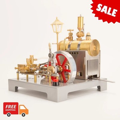 Full Metal Stationary Steam Engine Model Kit & Boiler With Generator Street Lamp