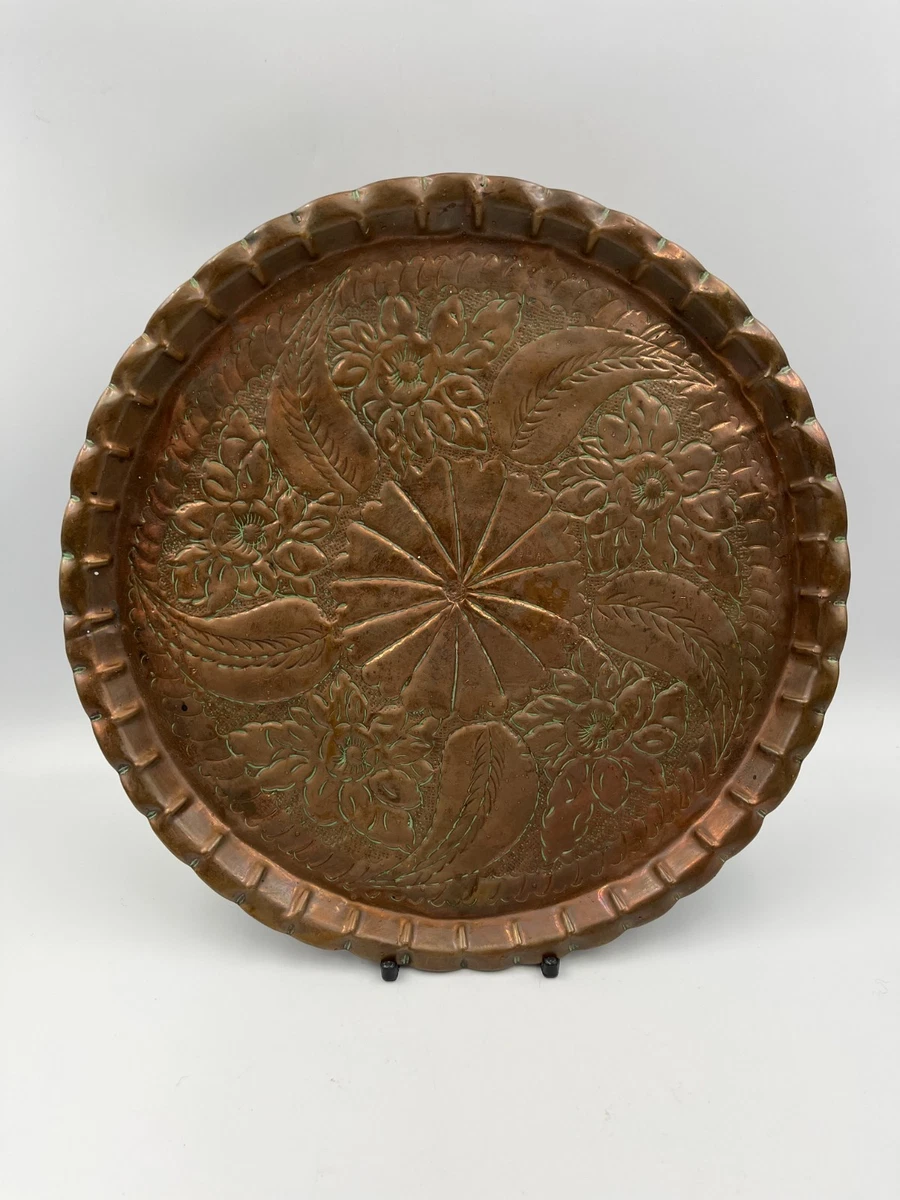 Copper Tray in Antique Silver Plate Plates, Platters & Trays for