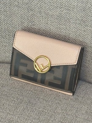 Authentic Fendi Zucca  Leather Mini Trifold Snap Wallet