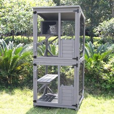 Cat House Outdoor Wooden Catio 70.9 Waterproof Roof Grey AIR22 Aivituvin Large