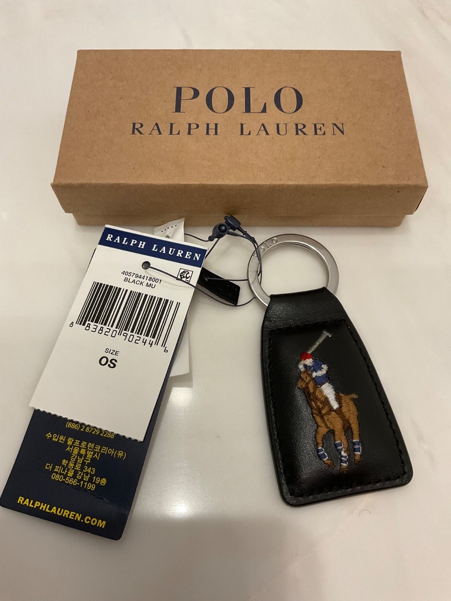 NEW Polo Ralph Lauren Leather Embroidered POLO PLAYER Key Ring