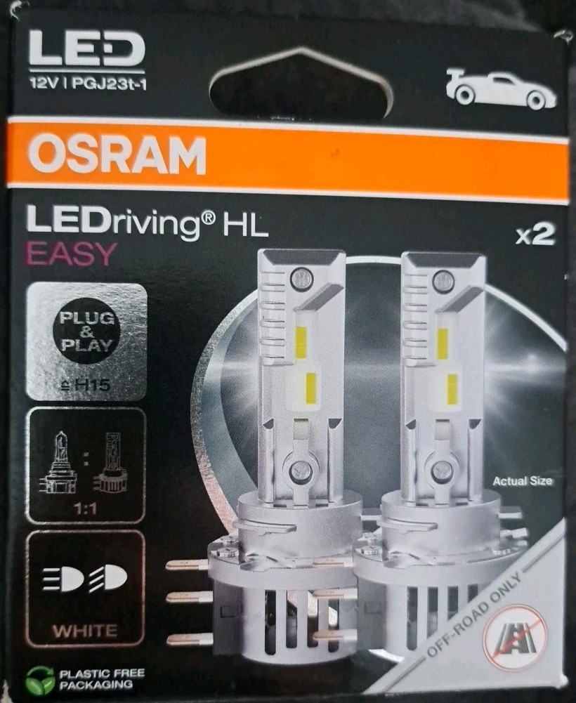 Osram LEDriving HL EASY H15 6500K LED Headlight Bulb Single Pack 64176DWESY-2HB