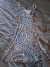 JACOB Sleeveless Fit & Flare Navy And White Floral Minimalist Midi Dress Sz 0 W1