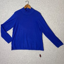 Vintage y2k la carte Women's XL Blue Mock Neck Knit Top Rayon Spandex Sweater