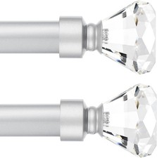 Juego 2 barras cortina 1", ajustables 122-218cm con terminales de cristal