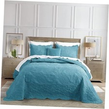 Oversized King Bedspread 128x120 Extra Extra Wide Super King 128"x120" 1-blue