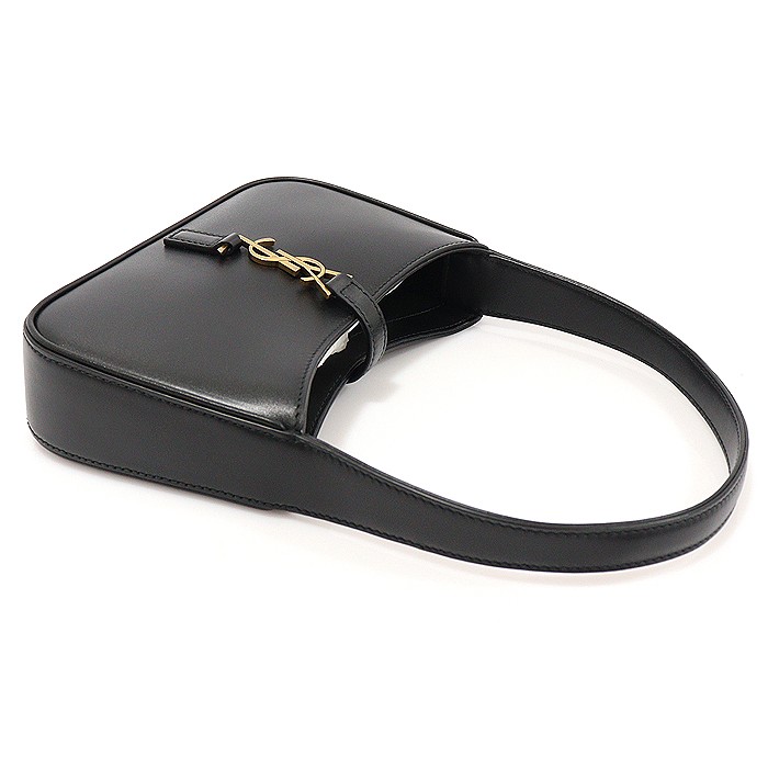 Borsa a tracolla Saint Laurent nera in pelle di vitello liscia mini hobo con monogramma