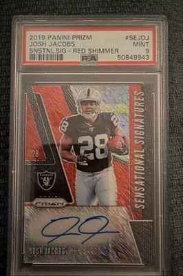🔥🔥JOSH JACOBS AUTO /25🔥🔥🔥2019 Panini Prizm Red Shimmer Prizm