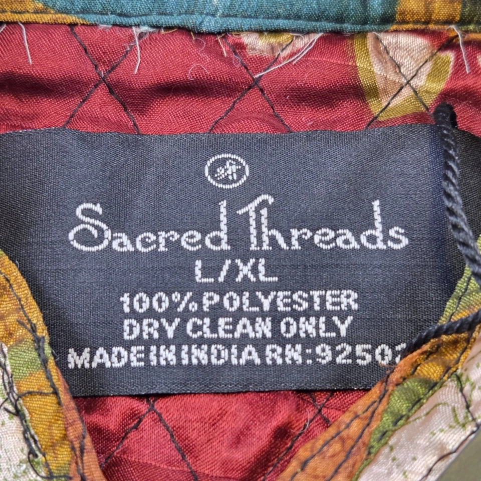 Sacred Threads Patchwork Quilted Jacket Women's L/XL Boho Hippie Artsy Color NEW - Image 4 of 4