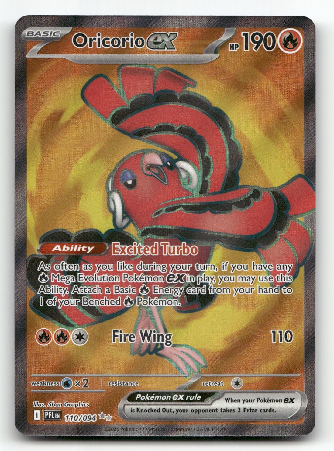 Oricorio ex 110/094 Phantasmal Flames Pokemon Holo NM Ultra Rare