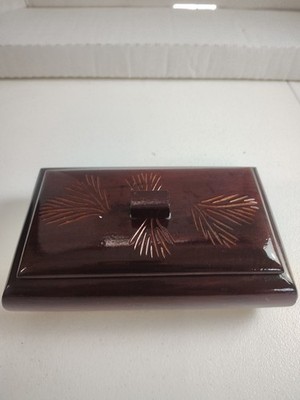 Trinket Box Wooden Mahogany Finish 8''X3''
