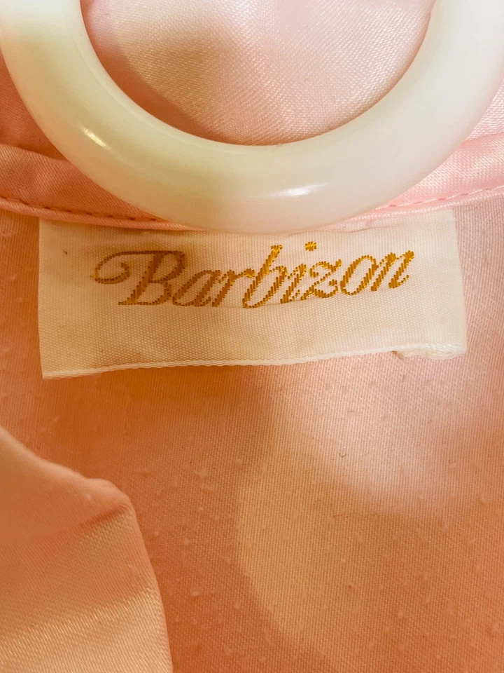 Camisón vintage Barbizon manga larga rosa satinado encaje flores para mujer’s M Foto 3 de 4