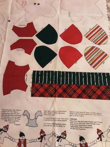 Daisy Kingdom "Ghirlanda Pupazzo di Neve Stella Frosty" Tessuto Pannello Taglio e Cucito Vintage Anni 80 - Foto 7 di 7