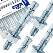 10Pcs 5/16"  4" Concrete Anchor Bolts, Zinc Plated Carbon Steel Wedge Anch