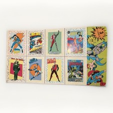 DC Comics Karty kolekcjonerskie Niecięte 8 kart łącznie 1989 lata 80. Czarne Vintage Superman