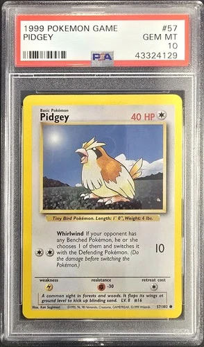 1999 POKEMON GAME BASE SET #57 PIDGEY PSA 10