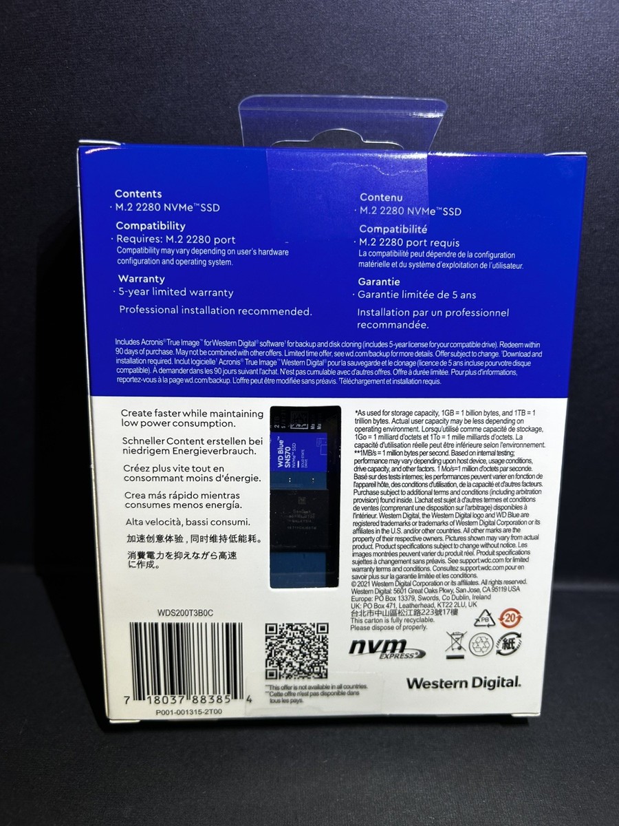 WD Blue SN570 2TB NVMe M.2 2280 Internal Solid State Drive