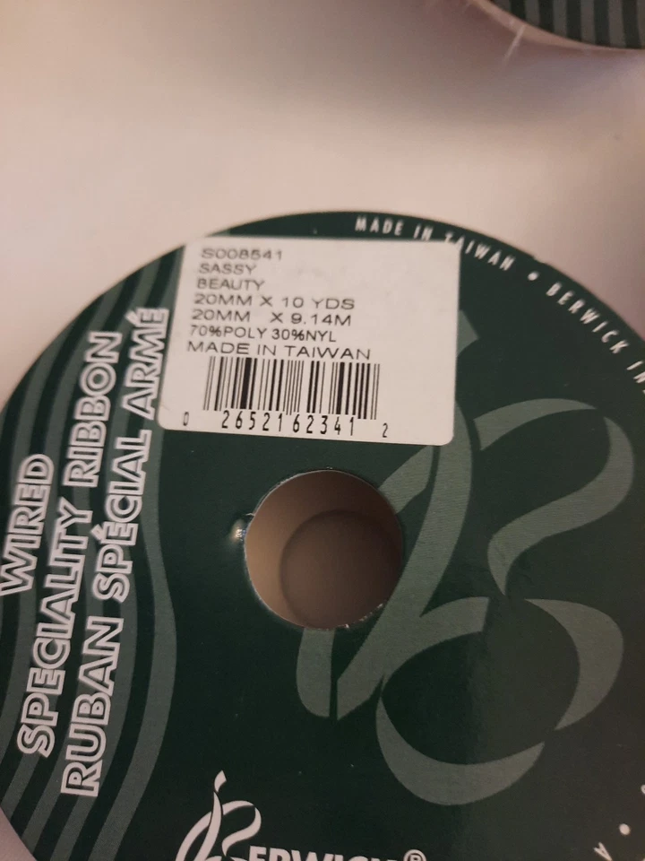 Lot of 3 Berwick Wired Specialty Ribbon  2 Sassy White 1 Sassy Beauty - Image 4 of 4