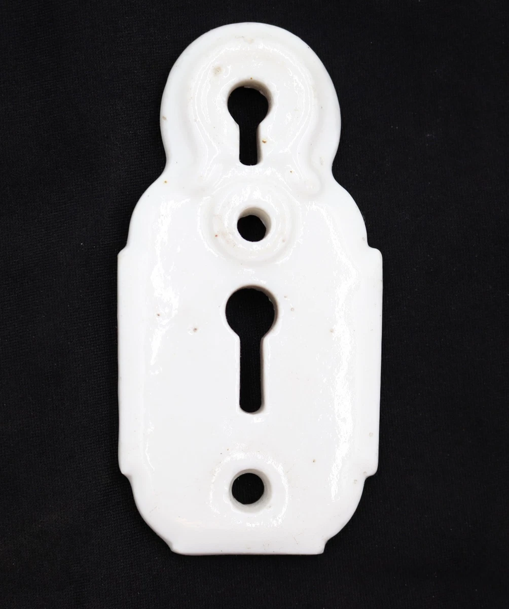 Vintage 3.875 in. White Ceramic Double Keyhole Cover | eBay