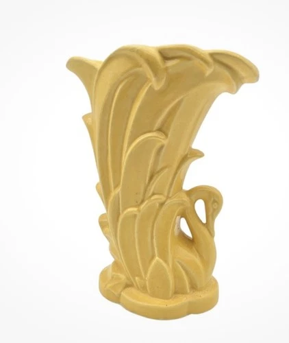 Vintage McCoy Pottery Swan Sunny Yellow Vase MCM
