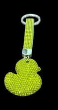 Key Ring/Bag Charm- DUCK- yellow rhinestones -gold color ring