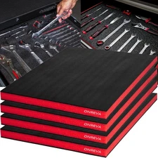 ONREVA Tool Box Foam, 4Pack 16x12x1 inch, Foam Inserts for Red with Black 