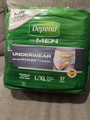 Depend FIT-FLEX Underwear for Men,  L/XL, 17 count