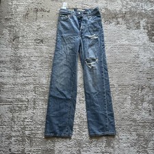 Levi's Premium Ribcage Straight Ankle Women's Blue Jeans 4 Buttons Distressed 23