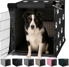 Gorilla Grip 30" Dog Crate Cover Black Paw New Open Box