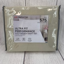 Liz Claiborne Sheet Set King Classic Stone Beige 575TC Ultra Fit Performance