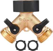 Garden Hose Splitter 2 Way Heavy Duty, Y Connector Brass Garden Hose Adapter, Ho