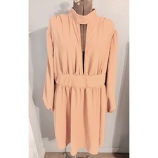 Shein Curve Peach Long Sleeve Keyhole Mock Neck Mini Dress 1XL sz2306021099408