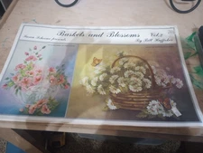 BILL HUFFAKER 1985 BASKETS AND BLOSSOMS V2 OIL FLOWERS SCHEEWE TOLE PAINT