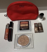8 Piece Dior Lot Red Dior Makeup Bag Nails Eyes Lips Cheeks