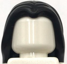 Lego New Black Minifigure Hair Long Parted in Center
