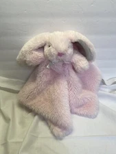 Okie Dokie Pink Bunny Soft Fuzzy Plush Baby Security Blanket Lovey 14 x 14”