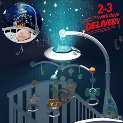 Baby Musical Crib Bed Bell Cot Mobile Stars Dreams Light Nusery Lullaby Toy New