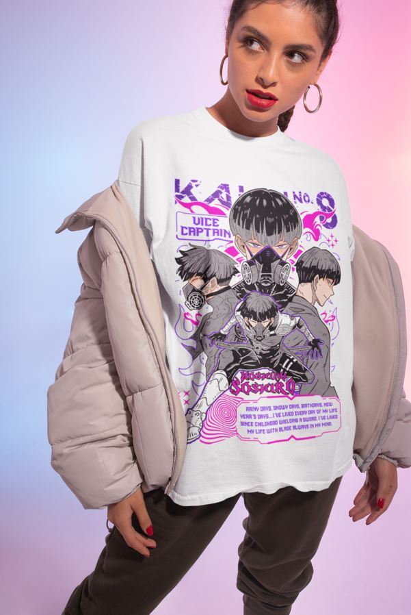 Kaiju no 8 T-shirt Hoshina Gift Manga Best Anime Graphic Tee Black