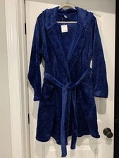 U2SKIIN Hooded Robe Short Royal Blue Fleece Soft Warm Spa Bathrobe Women’s Plush