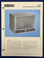 Vintage Altec Lansing Spec Sheet / 816A Low Frequency Horn